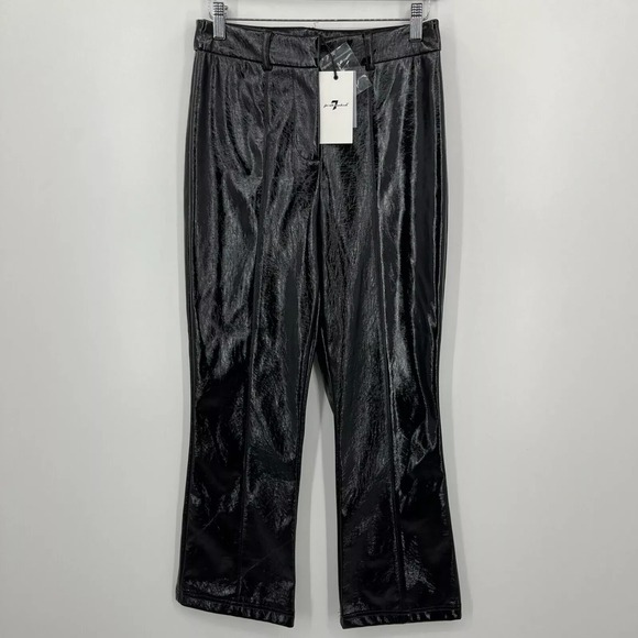 7 For All Mankind Pants - Seven 7 For All Mankind Faux Leather Pants Women's Size S Black Straight Leg NWT